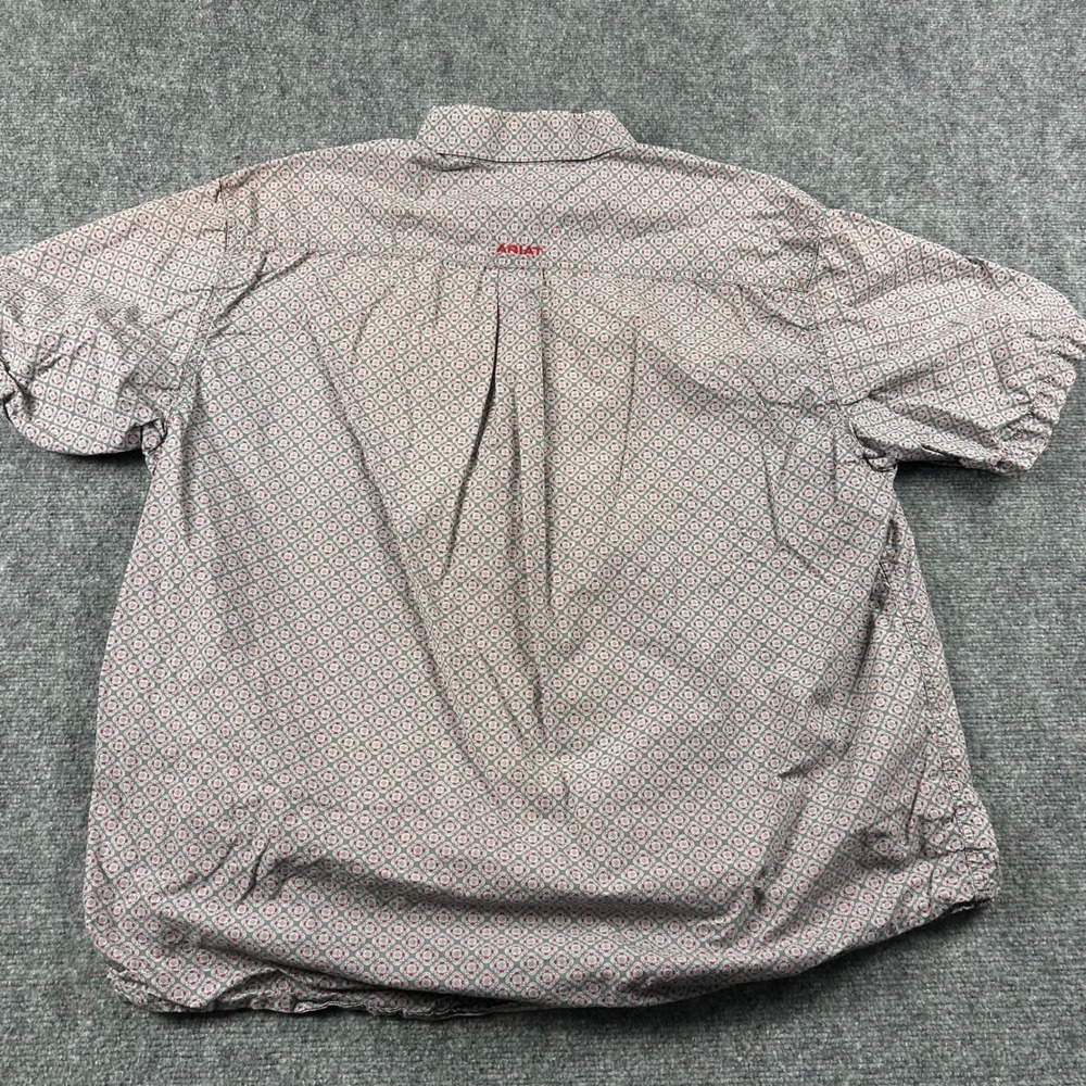Ariat Button Down Shirt Mens XL Grey Red Geometric Short Sleeve Western Rodeo - Picture 6 of 9